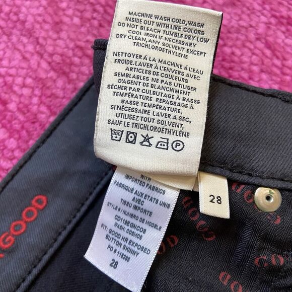 AO.LA Alice + Olivia Good HR Exposed Button Skinny Jeans Cropped Size 28 - Picture 9 of 12